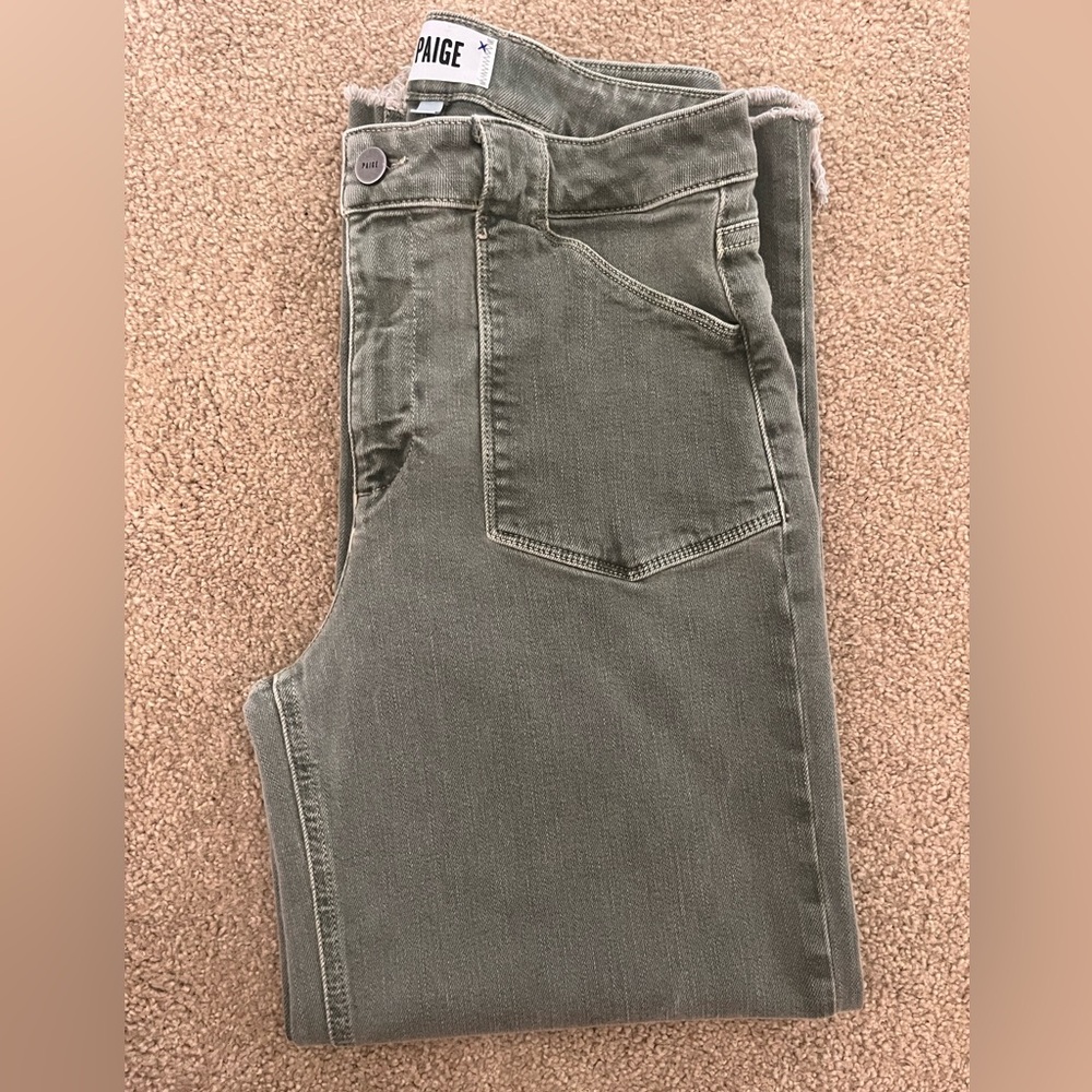 Paige Army Green Wide Leg Jeans